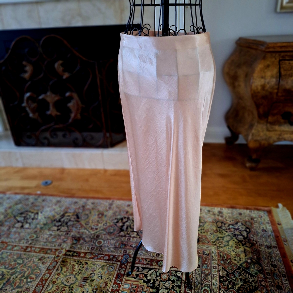 Elegant Blush Midi Slip Skirt S